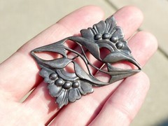 Vintage Sterling Silver Figural Botanical Brooch Leaves Pin 925 12.3g 1 7/8 Inch