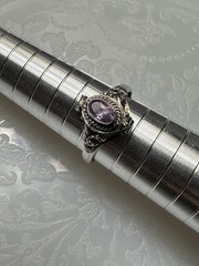Vintage Sterling Silver Purple Sapphire Poison Ring Size 7.25