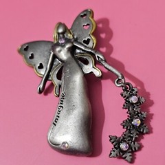 IMAGINE Winter Fairy Angel Pewter Rhinestone Brooch Pin DD Patricia Darling Dash