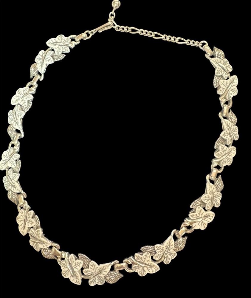 1950’s Marcel Boucher Silver Glass Garden Ivy Leaf Necklace