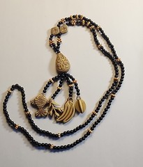 Boho Carved Resin Bead Necklace Approximately 15 Inches Long