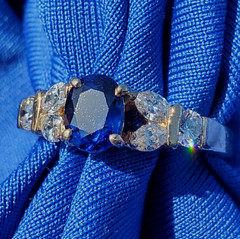 Original EARTH MINED SAPPHIRE DIAMOND Deco Engagement Ring 14K GOLD Solitaire