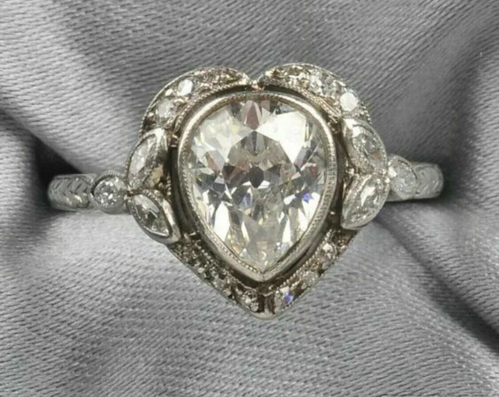 Art Deco Antique 3.30 Ct White Diamond Vintage Wedding Ring 925 Sterling Silver
