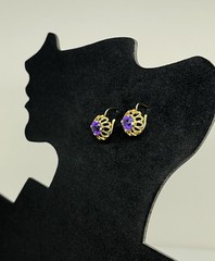 Vintage 14K Yellow Gold 1.00ct Amethyst Halo Jacket Women’s Earring