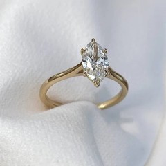 2 Ct Marquise Cut Moissanite Engagement Solitaire Ring 14K Yellow Gold Finish