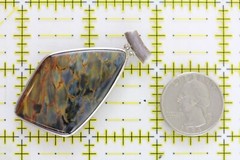 VINTAGE AMAZING AGATE FOSSIL STERLING SILVER PENDANT 925 NATURAL STONE