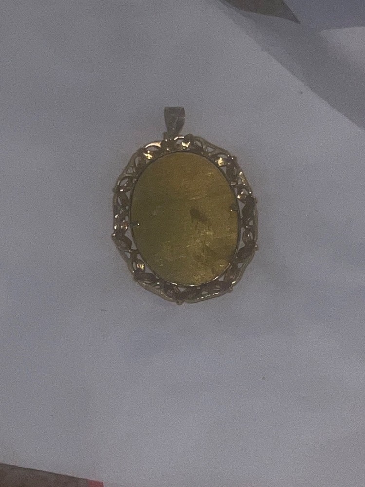 Corletto Italian 18K Yellow Gold Hand Painted Portrait Pendant Brooch