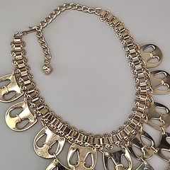 Vintage Waterfall Necklace Gold Tone Book Chain 15.5″