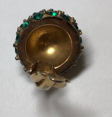 VTG JOSEPH MAZER JOMAZ rhinestone Green SINGLE Earring CLIP-ON SIGNED