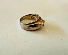 Vintage Signed Sterling Silver & Green Peridot Wide Band Ring Size 8.75