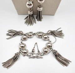 Vtg Barclay Tassel Rope Chain Lariat Style Necklace Bracelet Jewelry Set READ