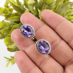 Natural Iolite 925 Sterling Silver Purple Statement Business Formal Cufflinks