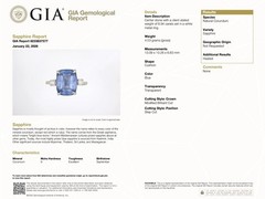 Vintage 14K White Gold Engagement Ring 8.94ct.Natural Blue Cushion Sapphire GIA