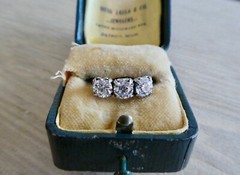 Amazing Art Deco 1.50 Carat Three Stone Trilogy Ring with 3 Old Euro Diamonds