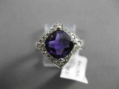 ESTATE LARGE 2.25CTW DIAMOND & AAA AMETHYST 14KT WHITE GOLD FLORAL STAR RING