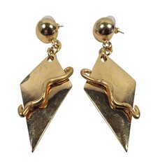 VTG 1980s Punk Rock Huge Goldtone Dangle Retro Earrings Signed Karla’s Closet