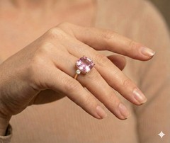 Vintage 14k Yellow Gold Engagement Ring 9.07ct. Natural Pink Tourmaline Cushion