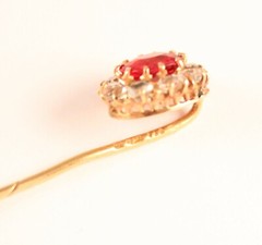 14K Gold Stick Pin with .44 Carat Almandine Garnet Stone