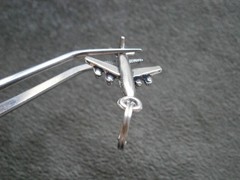 Four Engine Jet Airplane Plane Vintage Shiny Silvertone Charm Pendant 2.0g