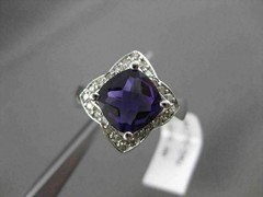 ESTATE LARGE 2.25CTW DIAMOND & AAA AMETHYST 14KT WHITE GOLD FLORAL STAR RING