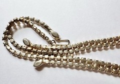1950s-1960s Vintage Topaz & Aurora Borealis Rhinestone Necklace Earrings Set