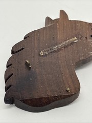 1940s World War 11 Hand Carved Horse Brooch Red Mill Equestrian Western Folk Art