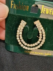 New Lovely Rhinestone Good Luck Lucky Horseshoe Brooch Pin