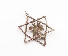 925 Sterling Silver Vintage Pendant Star Of David Moses 10 Commandments PT25941