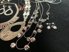Vintage To Modern Mixed Estate Costume Jewelry Lot Silver Tone Rhinestones More
