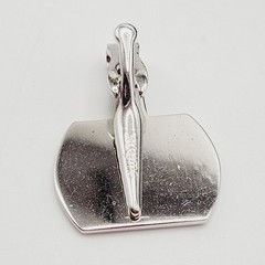 G Letter Old English Script Silver Tone Black Enamel SWANK Tie Clip Clasp