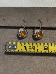 JOAN RIVERS Silver & Gold Tone Pierced Earrings with Multi-Faceted Gold Stone