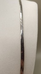 Vintage 1980s Silver Plated Herringbone Chain Necklace 24″ Fold-Over Clasp 20g