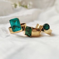 925 silver emerald ring vintage antique Handmade Size 7