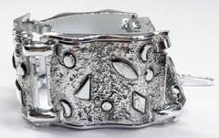 VTG Silver Tone Germany Geometric Pattern Adjustable Lightweight Panel Bracelet