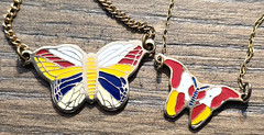 Vintage 1970s 1980s Enameled Butterfly Jewelry Necklaces Ring Rainbow Pin