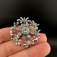 Vintage Rhinestone Brooch Lot Snowflake Star Flower Gold Silver Tone Blue Stones