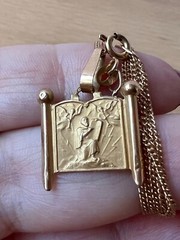 UNIQUE VINTAGE 14K TORAH 10 COMMANDMENTS MOSES PENDANT NECKLACE MADE IN ISRAEL