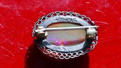 925 sterling silver brooch 5.20ct crystal opal pin 1900’s antique 3.1gr N3035