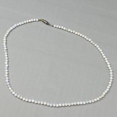 Dainty Stone Necklace White Opaque Gemstone Mini Bead 4.2mm Collar Chakra 19″
