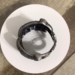 Silver-Toned Elephant Hinged Cuff Bracelet Chunky