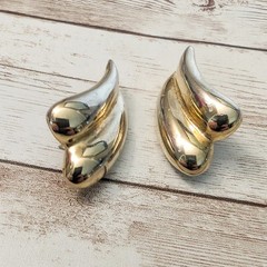 Vintage Earrings For Pierced Ears – 1 & 5/8″ Double Swish – Fair Condition