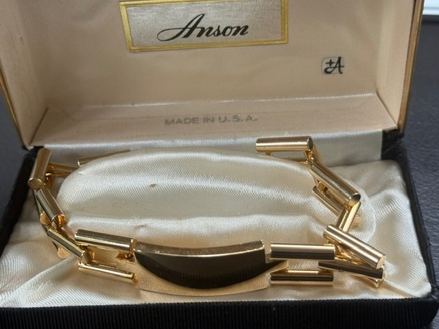 RARE NIB Vtg Anson Twin Lock Heavy FANCY LINKChain Men’s ID Bracelet With Box