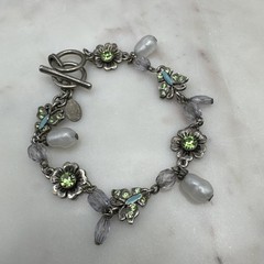 Vintage Charm Bracelet Flowers Butterflies Cookie Lee Feminine