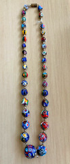 Vintage Italian Millefiore bead necklace filigree VTG Jewelry imperfect *Read