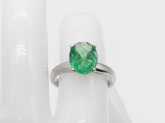 Estate $6000 5ct Natural Emerald Platinum Wedding Ring 7g HEAVY