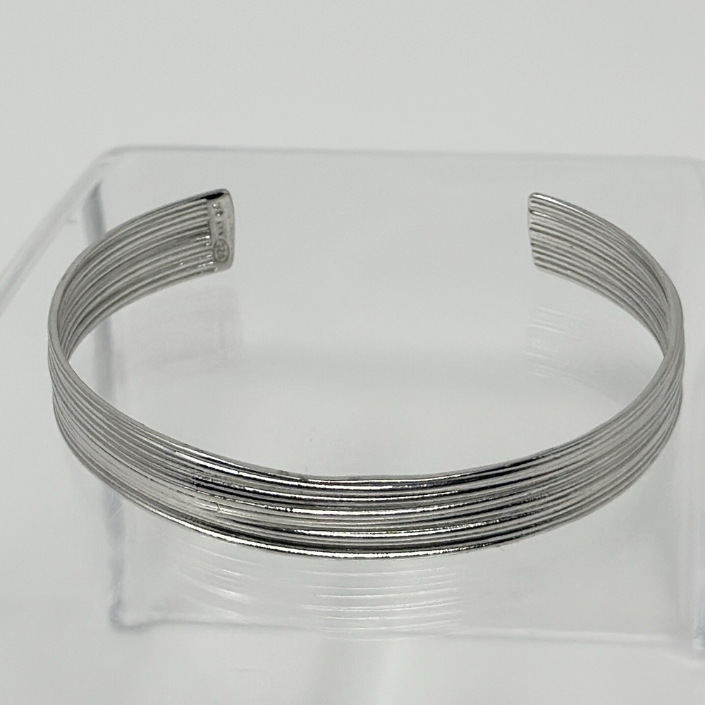 Vintage Sterling Silver 925 Brushed Patten Open Cuff Bracelet