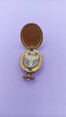 NO TARIFFS Antique Gold Tone Photo Locket Pendant Pocket Watch Fob Vintage