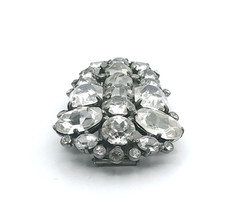Vintage 1940s Eisenberg Original Clear Rhinestone Pot Metal Fur Dress Clip 3in