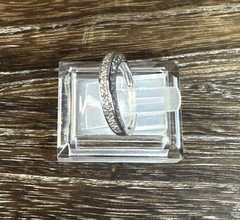 Vintage FAS Sterling Silver Real Diamond Half Filigree Eternity Band Ring 5.75