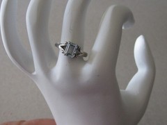 Vintage Sterling Silver 925 Square Shape Stone “Light” Blue Topz CZ Ring Sz. 6